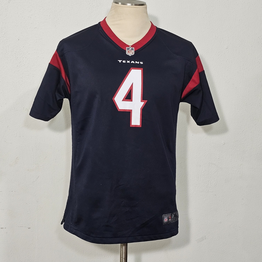 NFL Texans #4 Navy and Red Football Jersey